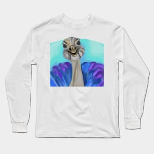 Colorful ostrich drawing Long Sleeve T-Shirt